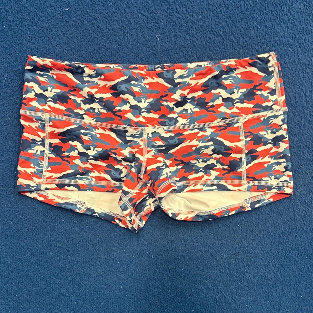 Fleo patriotic Camo Print Athletic Shorts Tumbling/Gymnastics/Crossfit/Swim